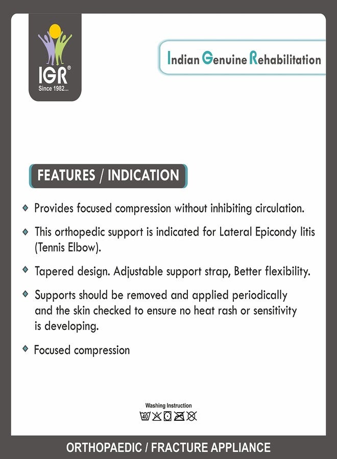 IGR رباط دعم الكوع من IGR للتنس لتخفيف الألم | قابل للتعديل مع وسادة ضغط، حزام دعم الكوع للتمارين الرياضية، مثالي للرجال والنساء، رفع الأثقال، الكرة الطائرة وغيرها من الرياضات - مناسب لجميع أنواع الرياضات - Image 3