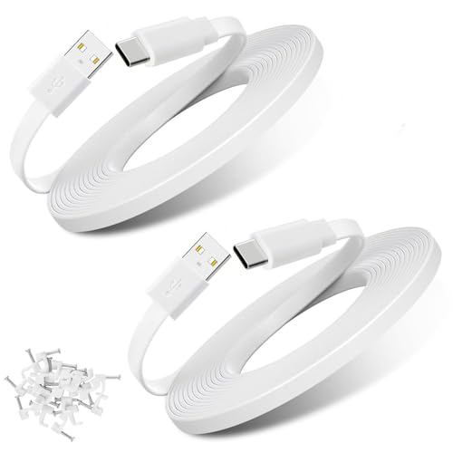 liangxinyun 2Pack 25FT Type C Extension Cable for CCTV Security Camera, Ring Pan-Tilt Indoor Cam 2024 Release,Tapo TP-Link 2K C120 Camera,Petcube Cam 360,Flat USB C Extension Charging Cord-NOT Micro USB - Image 1