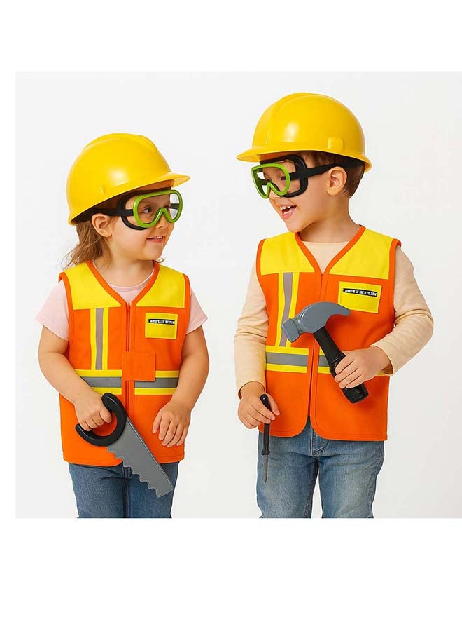Toyland Kids Construction Worker Costume Set – Engineer Role Play Dress Up Kit with Safety Vest, Hard Hat, Tools & Carry Bag – Pretend Play Outfit for Toddlers & Children Ages 3+ - Image 2