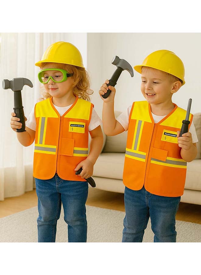 Toyland Kids Construction Worker Costume Set – Engineer Role Play Dress Up Kit with Safety Vest, Hard Hat, Tools & Carry Bag – Pretend Play Outfit for Toddlers & Children Ages 3+ - Image 3