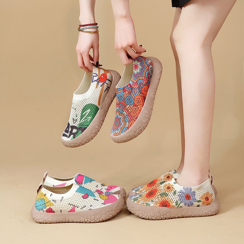 Women's Bohemian Print Breathable Mesh Slip-On Shoes - Image 4