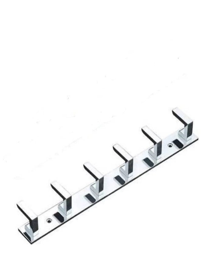 Deeplax flat 6 Hooks Stainless Steel Bathroom Cloth Hooks/Hanger/Key Holder/Door Wall Robe Hooks Rail for Hanging Keys, Clothes, Towel Hook Rail Stainless Steel Pack of 6 PCS Hangers (Silver) - Image 2