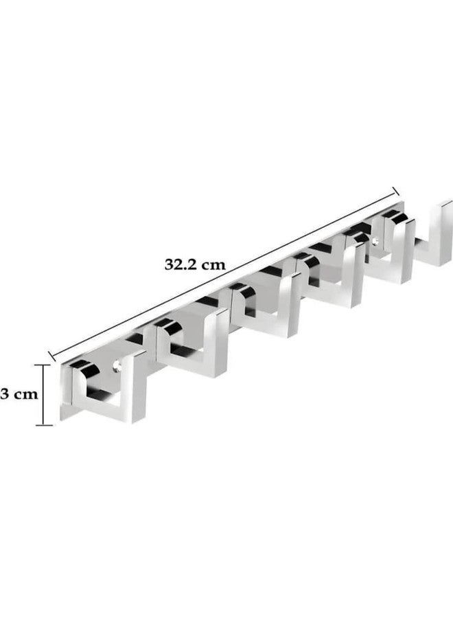 Deeplax flat 6 Hooks Stainless Steel Bathroom Cloth Hooks/Hanger/Key Holder/Door Wall Robe Hooks Rail for Hanging Keys, Clothes, Towel Hook Rail Stainless Steel Pack of 6 PCS Hangers (Silver) - Image 4