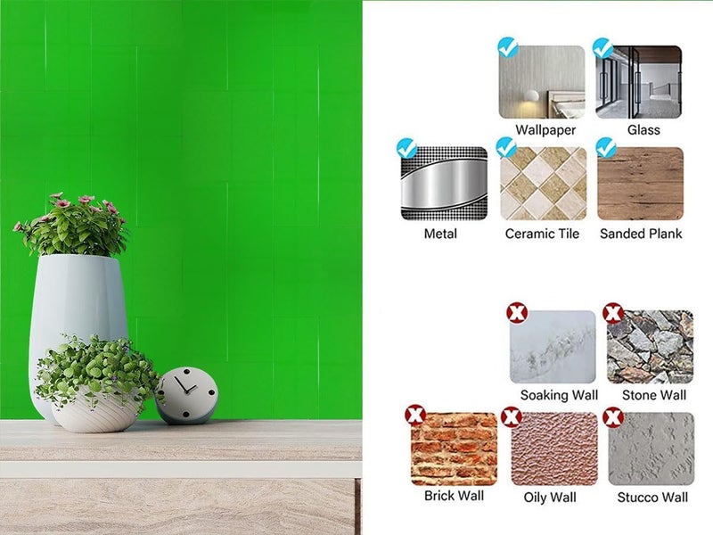 weimeisc 64-Piece Peel and Stick Backsplash Tile, PVC Aluminum Brushed Metal Silver Self Adhesive Tile for Kitchen, Bathroom,Laundry Room, Stair Riser Decal (Green) - Image 2