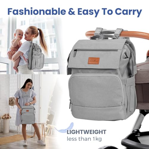 PILLANI Baby Diaper Bag Backpack - Large Bag for Boys & Girls, Waterproof Diaper Backpack - Travel Diaper Bags w/Changing Pad, Baby Registry Search & Shower Gifts - Essentials Must Haves Newborn Stuff - Image 5