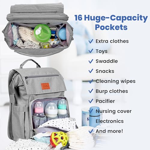 PILLANI Baby Diaper Bag Backpack - Large Bag for Boys & Girls, Waterproof Diaper Backpack - Travel Diaper Bags w/Changing Pad, Baby Registry Search & Shower Gifts - Essentials Must Haves Newborn Stuff - Image 2