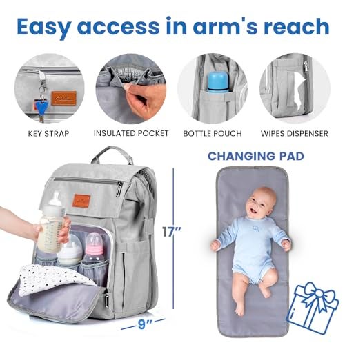 PILLANI Baby Diaper Bag Backpack - Large Bag for Boys & Girls, Waterproof Diaper Backpack - Travel Diaper Bags w/Changing Pad, Baby Registry Search & Shower Gifts - Essentials Must Haves Newborn Stuff - Image 3