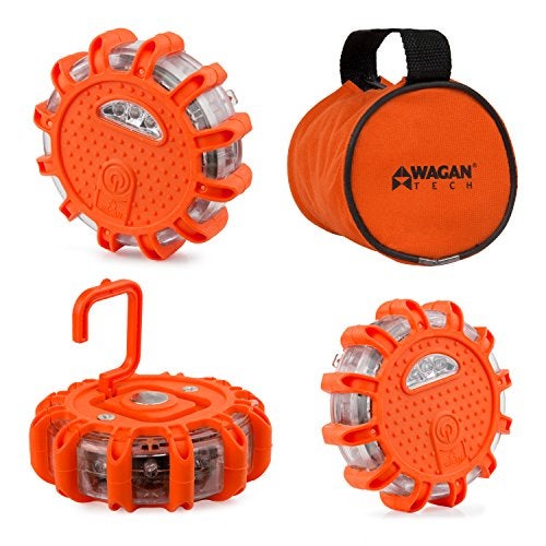 Wagan EL2639-3 FRED Flashing Roadside Emergency Disc LED Flare 9 Flash Modes for Roadside Security, Warning Flashing with Magnet and Hook for Vehicles and Boats - Image 1