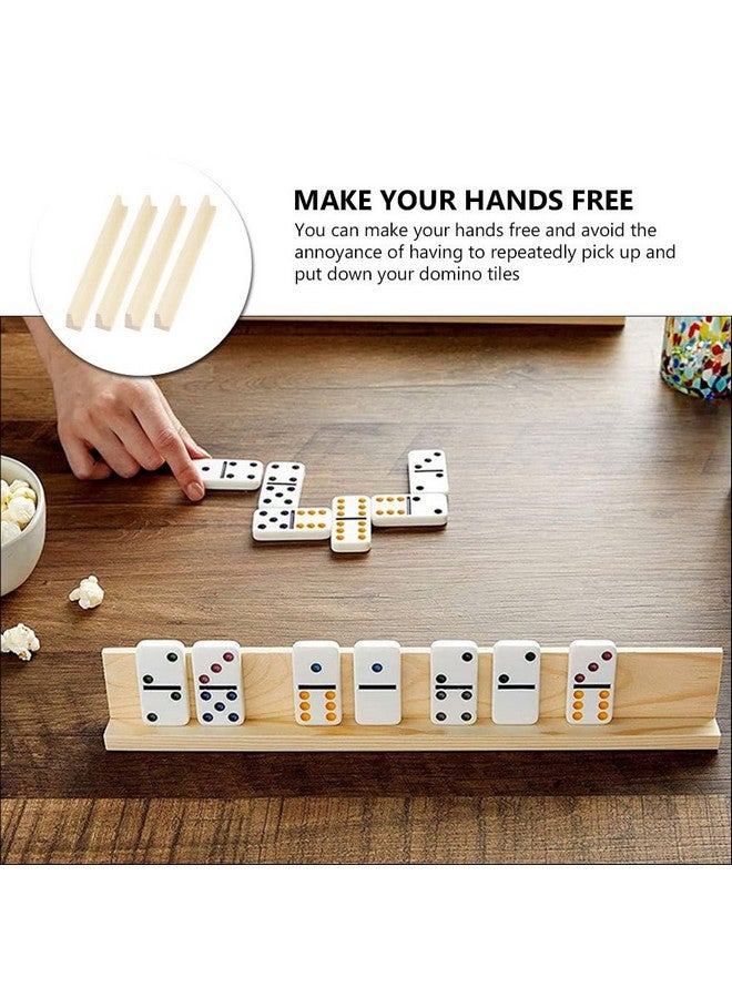 ifundom Wooden Domino Holders 4Pcs Minotaur Base Wood Base Domino Tile Holders Wood Domino Racks Multi-Function Domino Holders Wood Mexican Train Domino Rack - Image 3