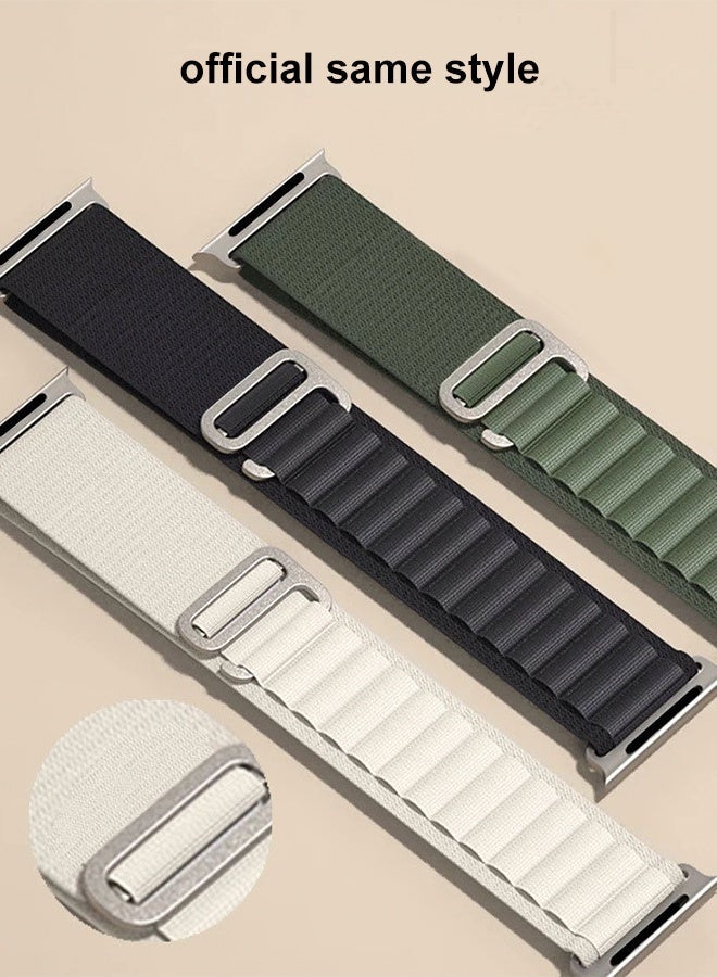 Alpine Loop Nylon Band for Apple Watch, Military Green Titanium G-Hook Strap, Breathable Sport Replacement Band for iWatch 6 7 8 9 10 SE Ultra 2 S11 42mm 44mm 45mm 46mm 49mm - Image 1