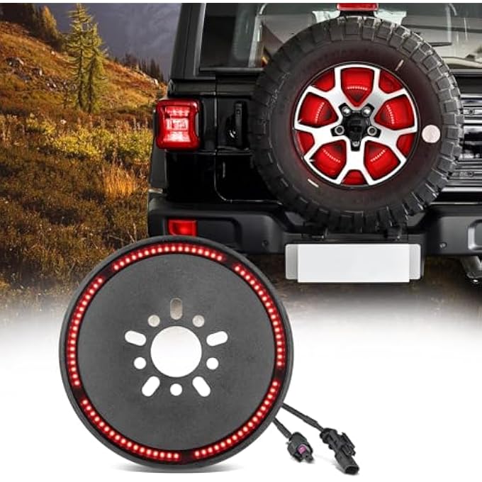 Chelhead Plug And Play Spare Tire Brake Light Compatible With Wrangler Jl Jlu 20182023 Plug And Play 3Rd Third Brake Light Led Rear Wheel Light Red Light - Image 1