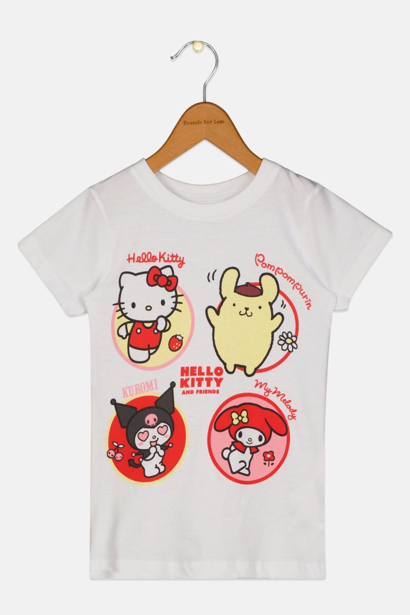 Hello Kitty Toddlers Girl Short Sleeve Graphic Print T-shirt, White - Image 1