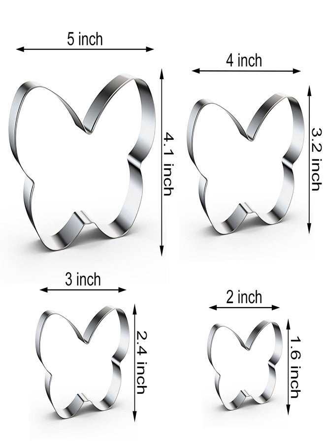 QAAQS Butterfly Cookie Cutter Set in Assorted Sizes - 5 Inch, 4 Inch, 3 Inch, 2 Inch - 4 Piece - Stainelss Steel - Image 2