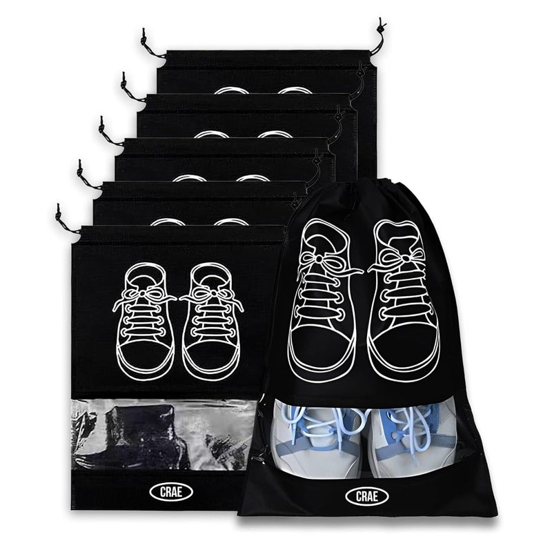 Shoes Bag for Travel & Storage Organizer for Men & Women | Travel Accessories | Shoe Organizer | Shoe Cover for Travel Essentials (Black,Pack of 6)