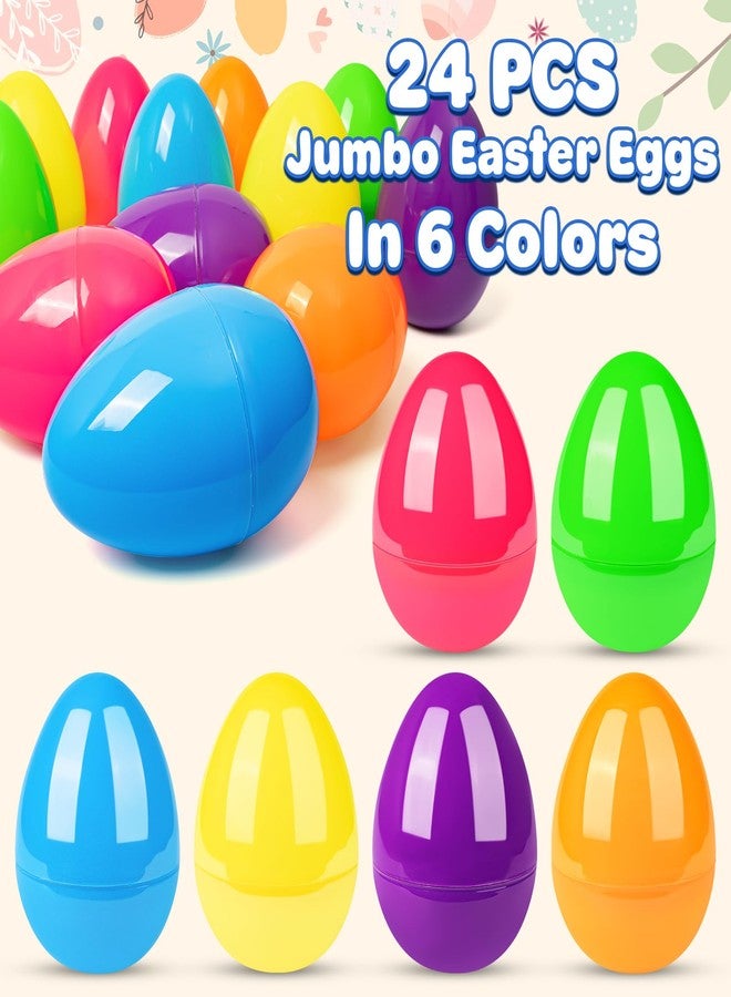 BainGesk 24 PCS 6" Jumbo Easter Eggs, Basket Stuffers Fillers, Plastic Easter Eggs for Hunt, Large Empty Eggs Fillable with Candy, Toys, Easter Decorations, Easter Party Favor - Image 2
