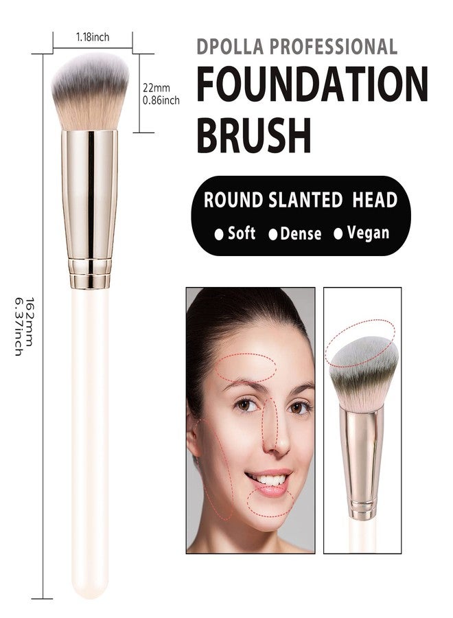 dpolla Makeup Brushes Pro Foundation Brush and Flawless Concealer Brush Perfect for Any Look Premium Luxe Hair Contour Brush Perfect for Blending Liquid,Buffing,Cream,Sculpting,Mineral Makeup(White) - Image 4