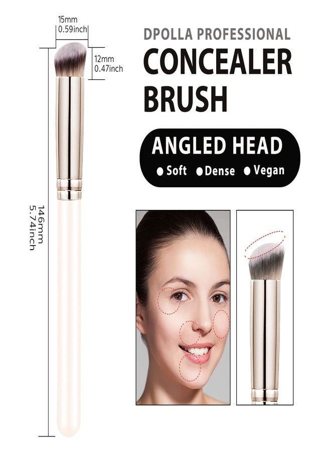 dpolla Makeup Brushes Pro Foundation Brush and Flawless Concealer Brush Perfect for Any Look Premium Luxe Hair Contour Brush Perfect for Blending Liquid,Buffing,Cream,Sculpting,Mineral Makeup(White) - Image 5