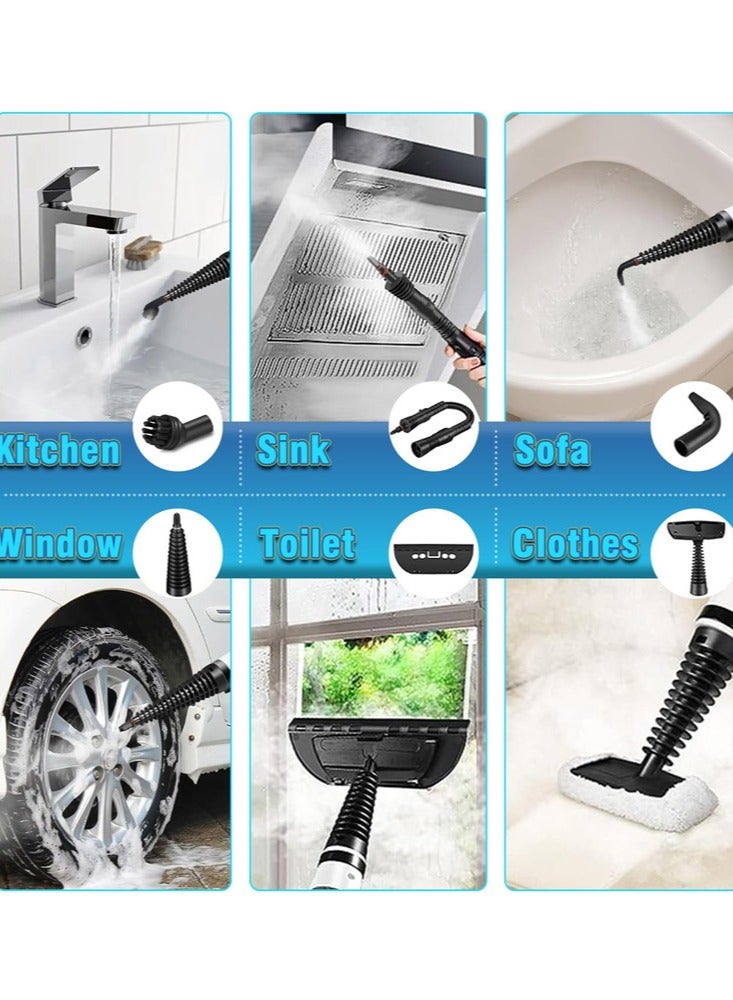 جوشبيرغ منظف ​​بخاري، منظف بخاري محمول متعدد الأسطح، مجموعة ملحقات من 11 قطعة لتنظيف الأرضيات والسيارات والسجاد والمفروشات والأرائك والبلاط والنوافذ - Image 5