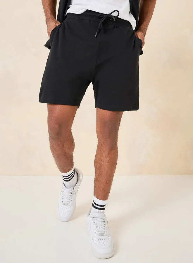 Styli Solid Revere Collar Shirt & Shorts Co-Ord Set