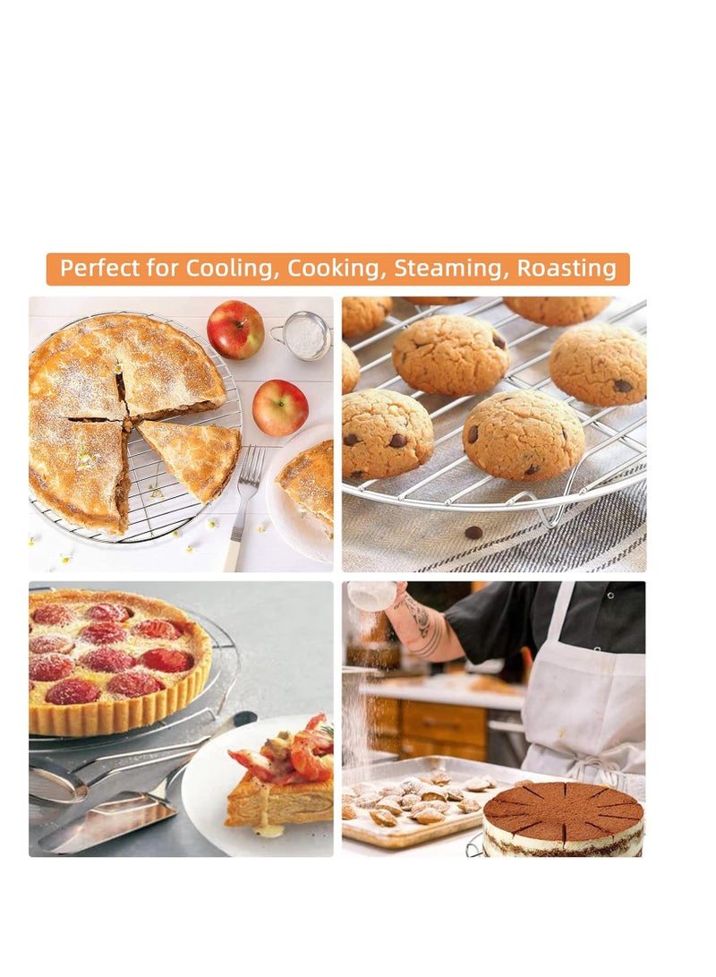 TamBee TamBee 2Pcs 7 Inch Air Fryer Rack Cooking Steaming Cooling Multi-Purpose 304 Stainless Steel Round Rack Cross Wire w Stand Cookware Fit for Air Fryer Pressure Cooker Canning (2,7Inch) - Image 4