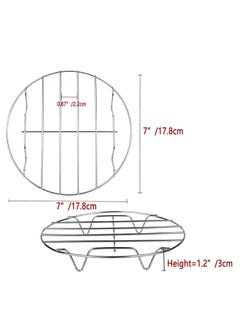 TamBee TamBee 2Pcs 7 Inch Air Fryer Rack Cooking Steaming Cooling Multi-Purpose 304 Stainless Steel Round Rack Cross Wire w Stand Cookware Fit for Air Fryer Pressure Cooker Canning (2,7Inch)  - Image 3