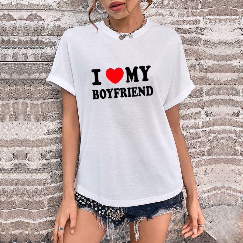 I Love My Boyfriend Clothes 2025 Short Sleeve Europe And America - Image 5