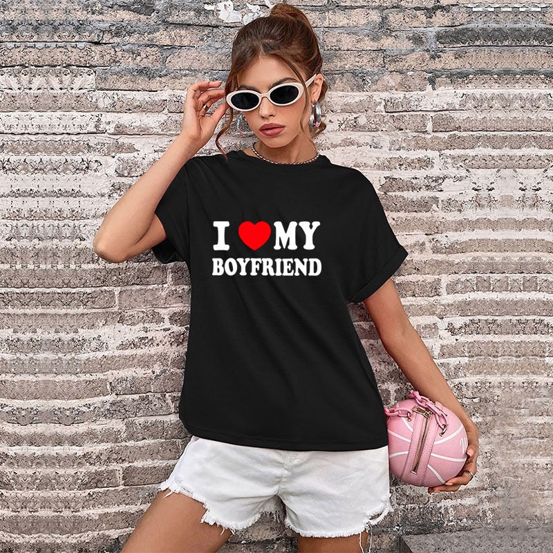 I Love My Boyfriend Clothes 2025 Short Sleeve Europe And America - Image 3