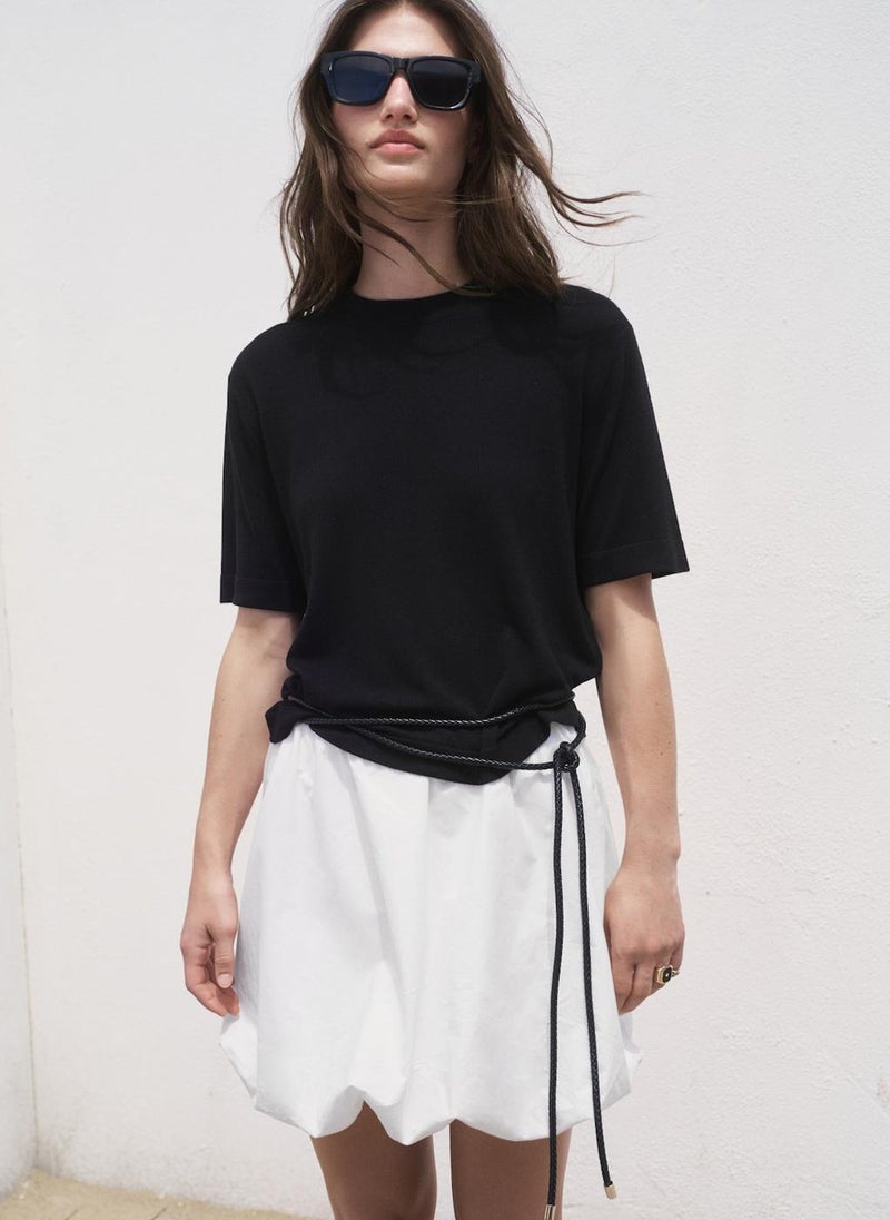 MANGO Short-Sleeved Fine-Knit Sweater  - Image 1