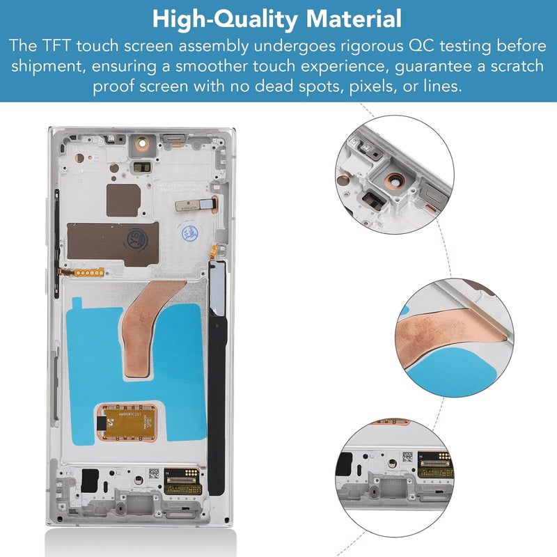 Yoidesu Original for S22 Ultra, OLED LCD Display Touch Screen Digitizer Assembly S22ultra SM S908B LCD Screen Replacement with Frame, 6.7 Inch (Silver) - Image 5