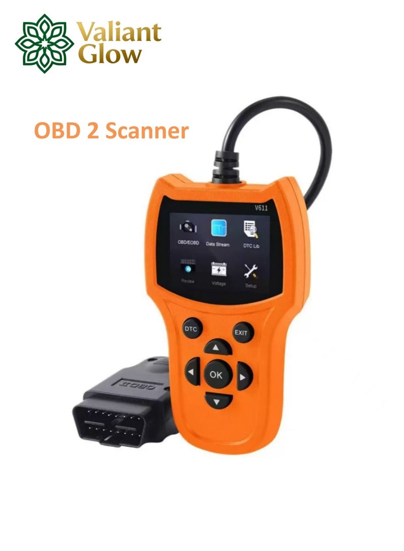 Valiant Glow OBD2 Universal Scanner Automotive Car Diagnostic tool|Engine Fault Code Reader Scanner|with Live Data and I/M Readiness|Freeze Frame with Colour Screen| Play for All OBDII Vehicles - Image 1