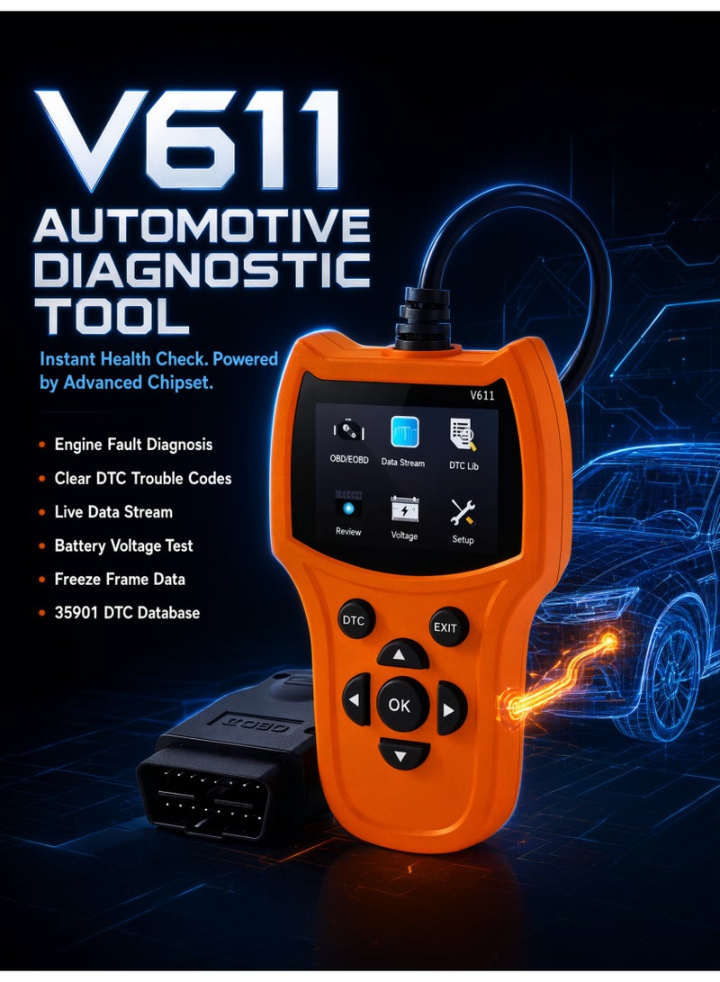 Valiant Glow OBD2 Universal Scanner Automotive Car Diagnostic tool|Engine Fault Code Reader Scanner|with Live Data and I/M Readiness|Freeze Frame with Colour Screen| Play for All OBDII Vehicles - Image 3