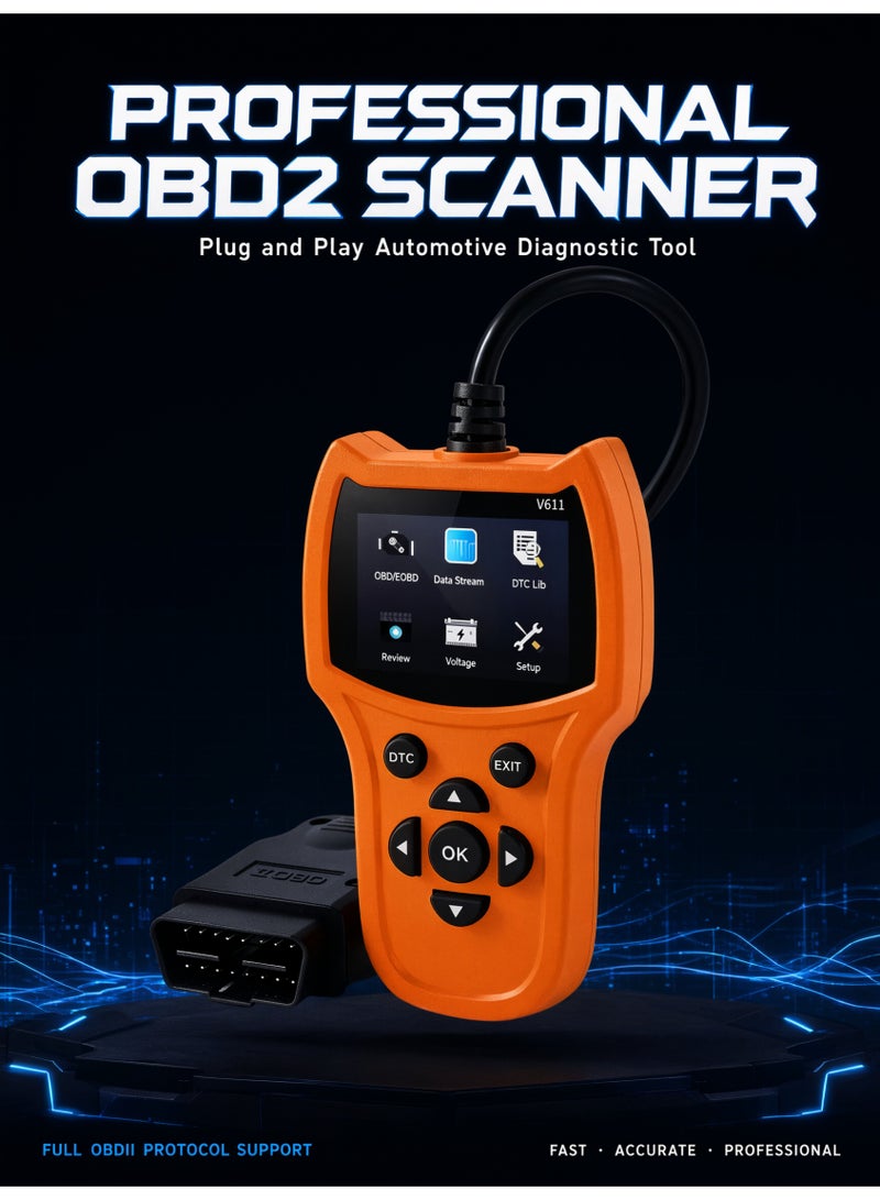 Valiant Glow OBD2 Universal Scanner Automotive Car Diagnostic tool|Engine Fault Code Reader Scanner|with Live Data and I/M Readiness|Freeze Frame with Colour Screen| Play for All OBDII Vehicles - Image 2