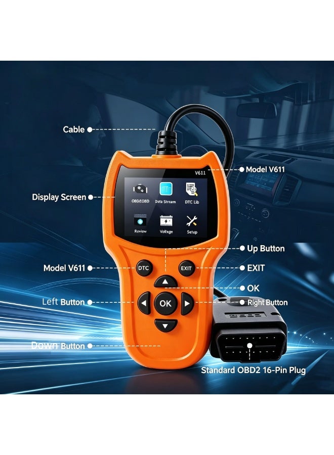 Valiant Glow OBD2 Universal Scanner Automotive Car Diagnostic tool|Engine Fault Code Reader Scanner|with Live Data and I/M Readiness|Freeze Frame with Colour Screen| Play for All OBDII Vehicles - Image 4