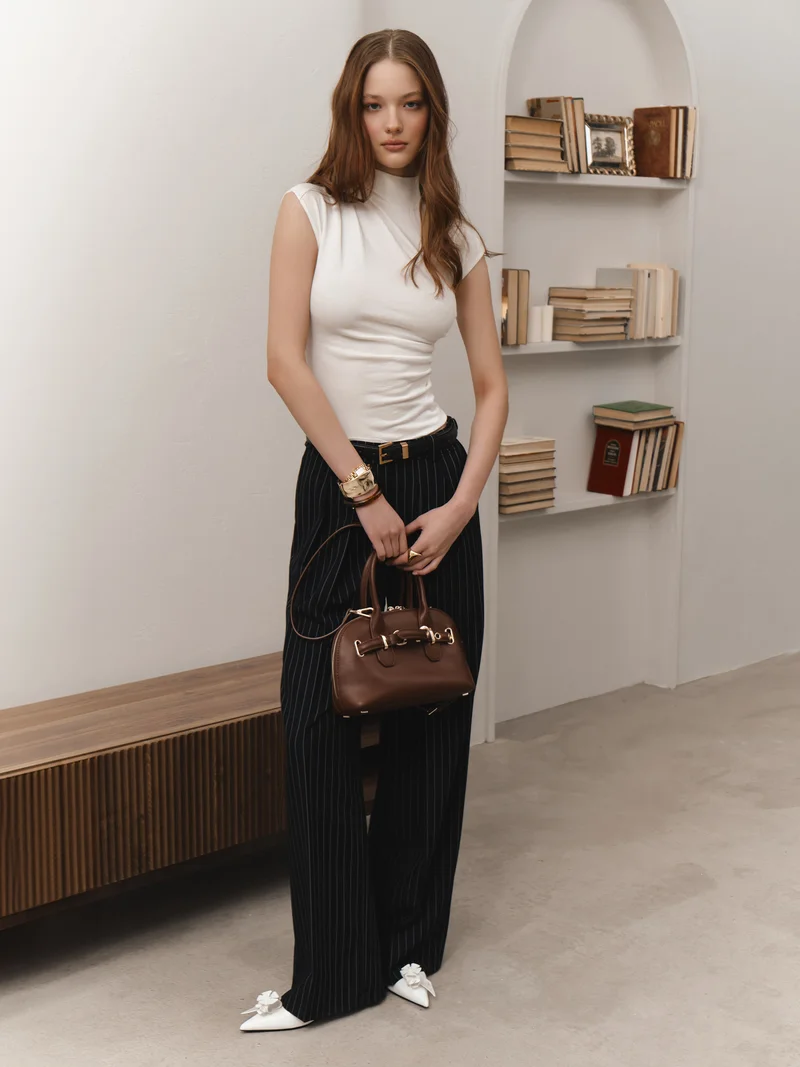 Lichi  Sleeveless knitted top with pleats at the shoulder for Women | Best Price UAE