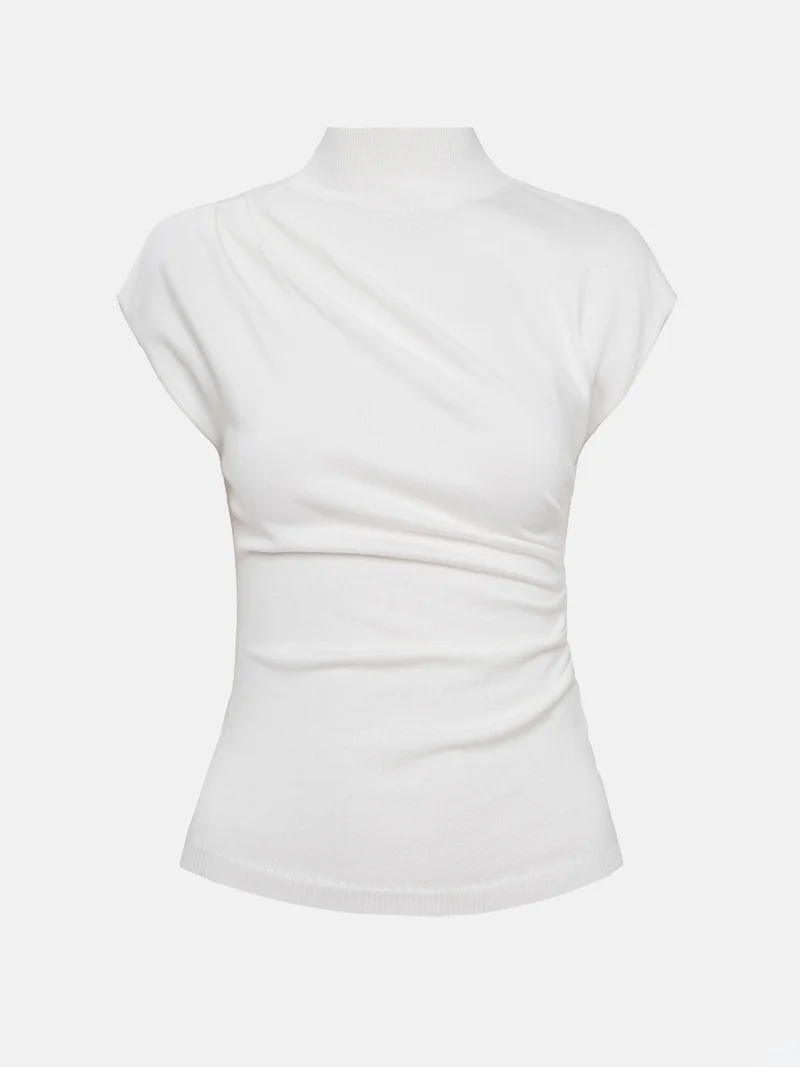 Lichi Sleeveless knitted top with pleats at the shoulder