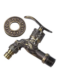 Excefore Wall Mount Faucet, Vintage Brass Outdoor Tap, Antique Garden Tap Kit, Zinc Alloy Basin Tap Faucet for Home, Kitchen, Bathroom, Outdoor, Garden (1/2")  - Image 1