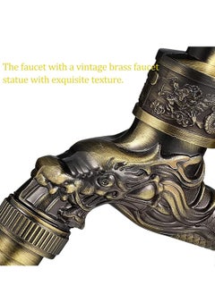 Excefore Wall Mount Faucet, Vintage Brass Outdoor Tap, Antique Garden Tap Kit, Zinc Alloy Basin Tap Faucet for Home, Kitchen, Bathroom, Outdoor, Garden (1/2")  - Image 3