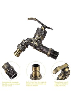 Excefore Wall Mount Faucet, Vintage Brass Outdoor Tap, Antique Garden Tap Kit, Zinc Alloy Basin Tap Faucet for Home, Kitchen, Bathroom, Outdoor, Garden (1/2")  - Image 2