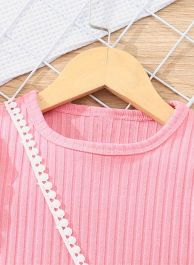 Take Two Take Two Girls Pink Knit Dress with Sling Bag