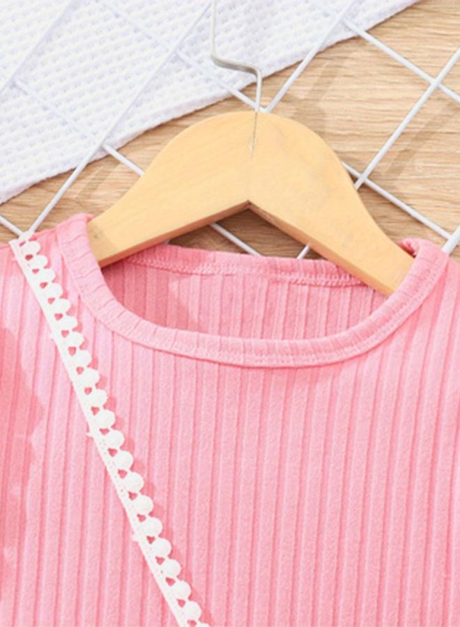 تايك تو فستان محبوك باللون الوردي مع شنطة - Image 1