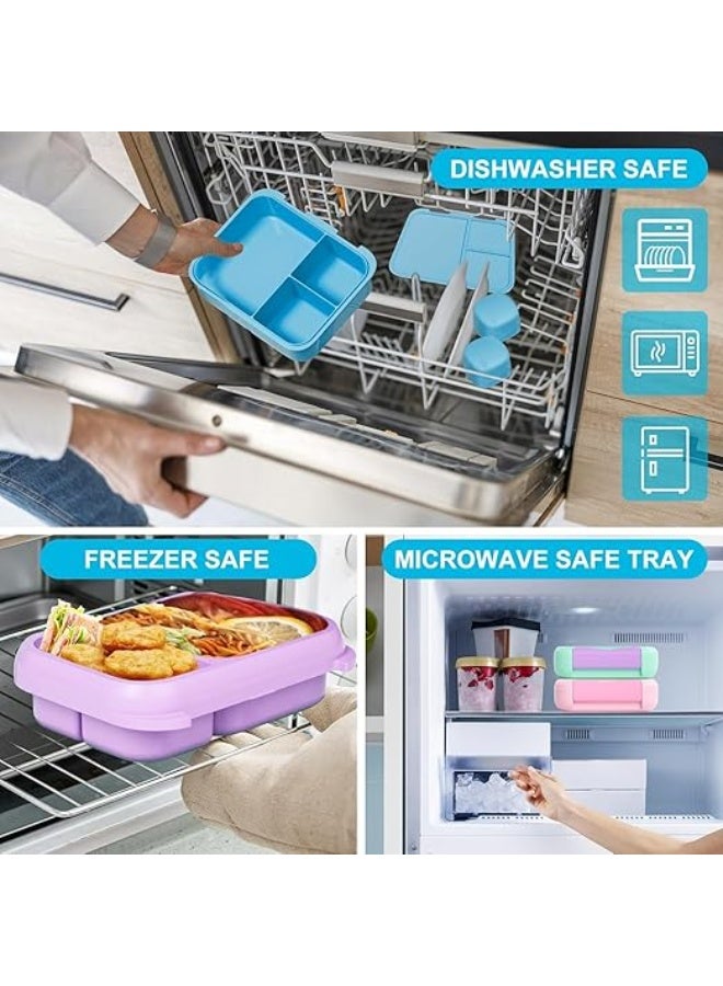 UREVO Kids Bento Lunch Box,5-Compartment Leakproof Container with handle Movable Snack Box BPA-Free, Dishwasher & Microwave Safe Utensils Included for Kids/Adults | School, Office & Travel | Pink - Image 2