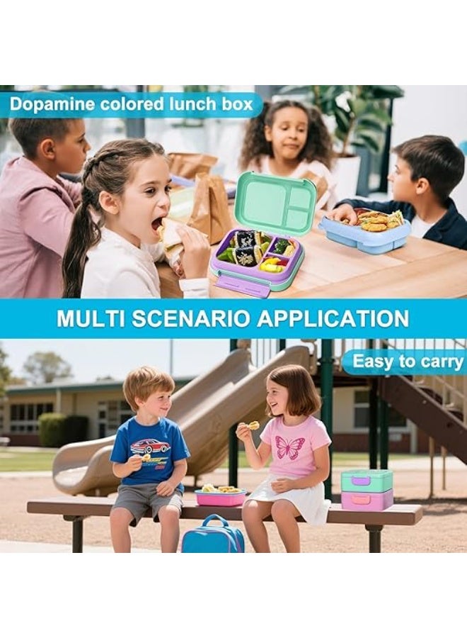 UREVO Kids Bento Lunch Box,5-Compartment Leakproof Container with handle Movable Snack Box BPA-Free, Dishwasher & Microwave Safe Utensils Included for Kids/Adults | School, Office & Travel | Pink - Image 4