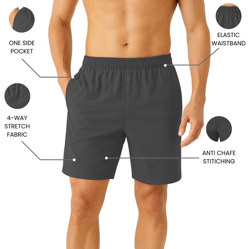 NINQ Workout Half Pant for Man | Gym Shorts for Men with Drawstring Waist & 2 Zipper Pockets | Stylish Lightweight Shorts Pant for Men Sports - Image 2