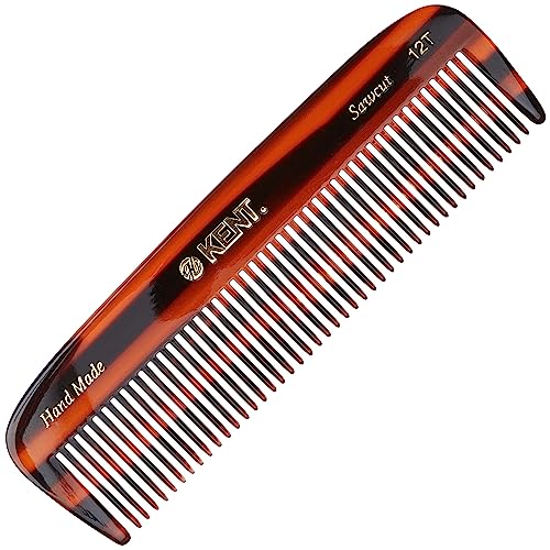 Kent 12T Wide Tooth Detangling Comb  55 Handmade Pocket Comb for Thick Curly and Wavy Hair Large Tooth Grooming Comb for Hair Beard and Mustache  SawCut and Hand Polished