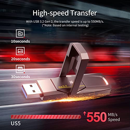Netac 256GB Portable External USB Solid State Drive Type-c and USB 3.2 Dual Interface, up to 400MB/s Security Protection for Data Storage, Expansion of Storage for Photos/Videos/Music/Files, US5 - Image 3