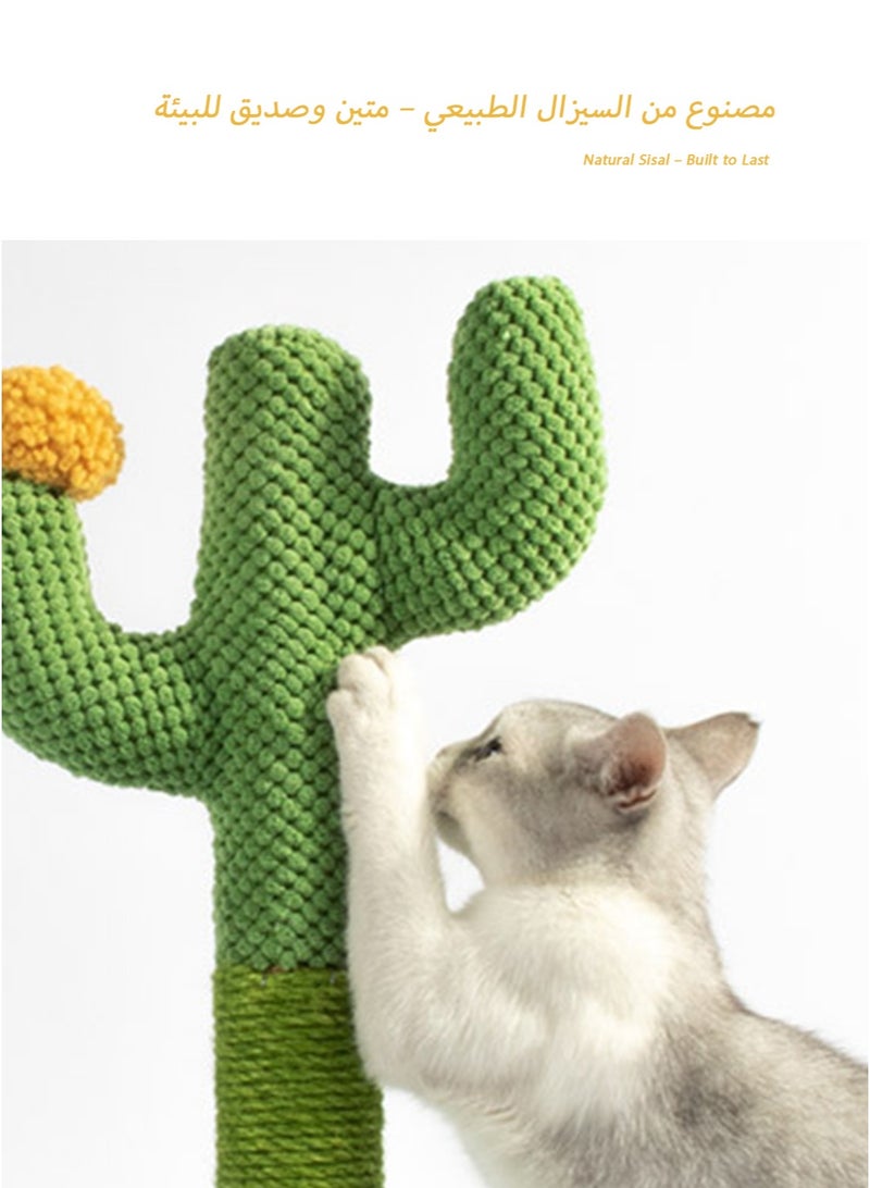 Cactus Cat Scratch Post – Durable Eco Sisal Material with Desert Flower Decor, Perfect for Cats & Kittens - Image 3