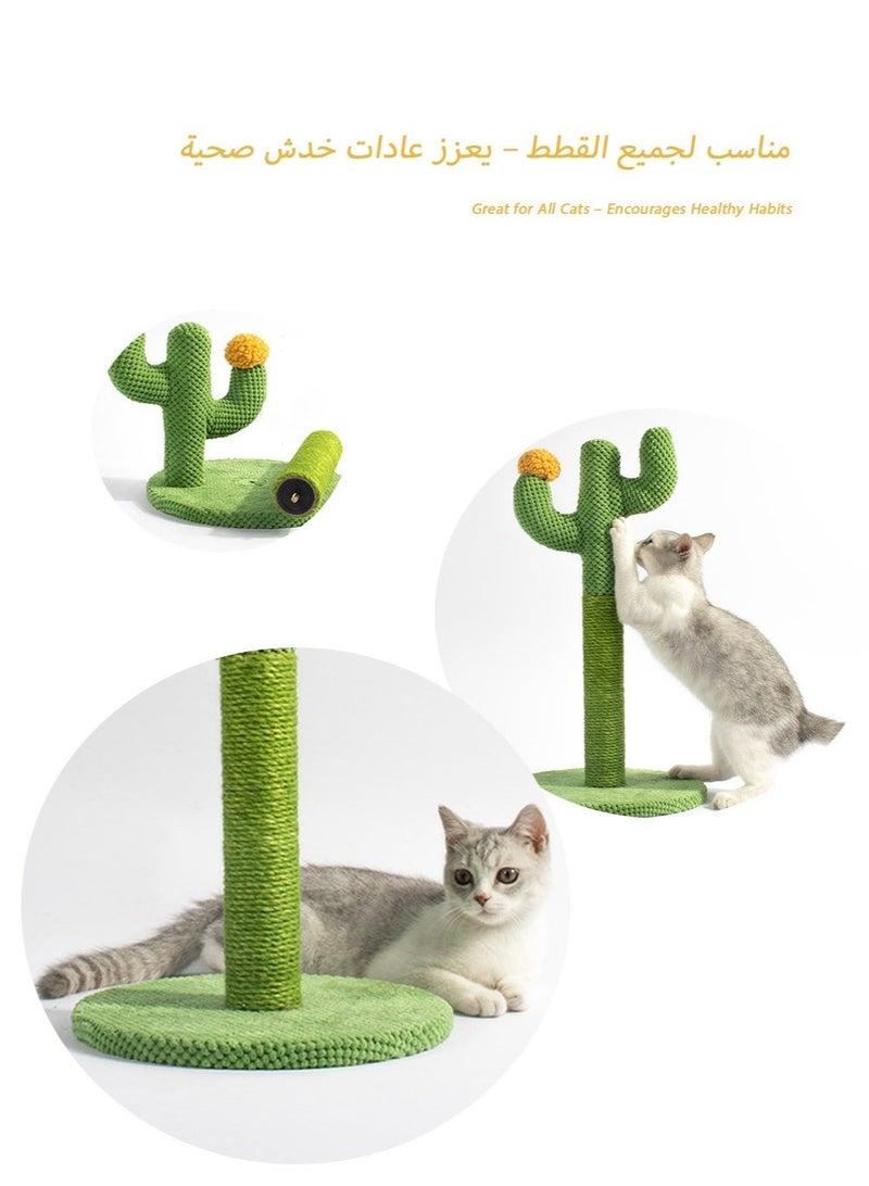 عمود خدش قطط من السيزال الطبيعي على شكل صبار - بتصميم صحراوي صديق للبيئة مع زهور مرفقة للقطط الصغيرة، أثاث قطط متين للمنازل السعودية - Image 4