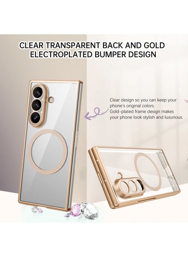BENTOBEN for Samsung Galaxy Z Fold 7 Case Magnetic, Clear Electroplated [Compatible with MagSafe] Slim Fit Anti-Slip Shockproof Women Men Protective Phone Case for Galaxy Z Fold 7 5G 8.0",Gold - Image 3