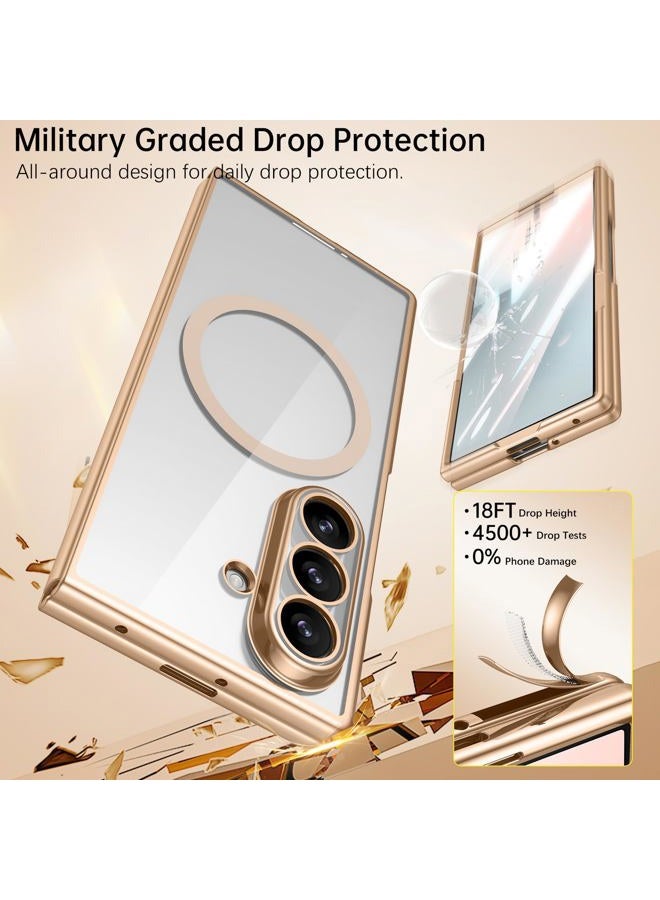 BENTOBEN for Samsung Galaxy Z Fold 7 Case Magnetic, Clear Electroplated [Compatible with MagSafe] Slim Fit Anti-Slip Shockproof Women Men Protective Phone Case for Galaxy Z Fold 7 5G 8.0",Gold - Image 2