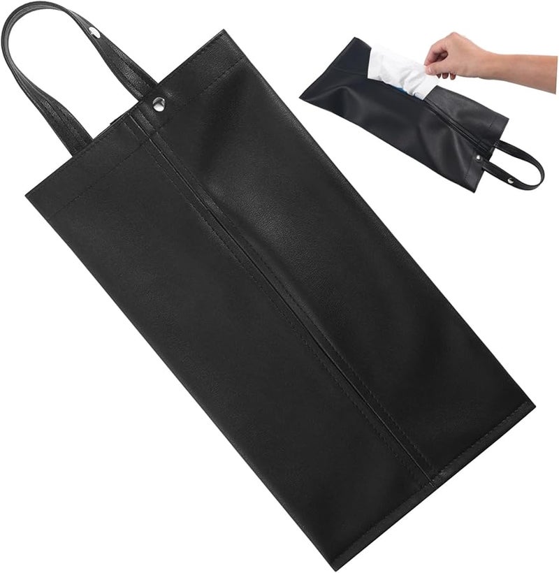 غطاء صندوق المناديل الجلدي PU للسيارة قابل للإزالة بقاعدة غير قابلة للانزلاق للاستخدام في السيارة والمنزل - Image 1